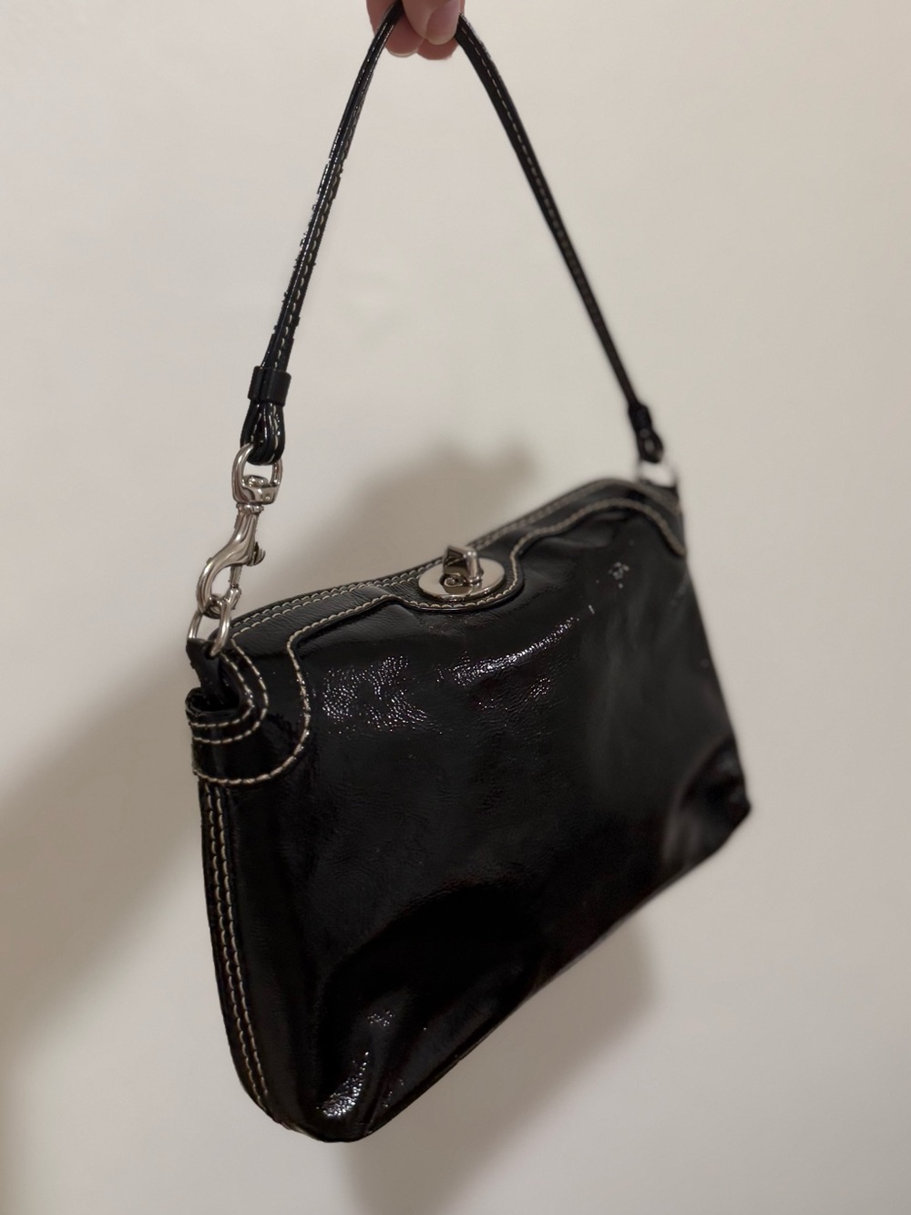 Coach Turnlock Wristlet- Gloss Black